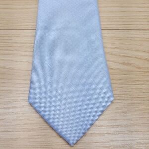 BLOOMINGDALES MENS STORE Neck Tie Solid Blue Silk Linen Woven Classic Necktie